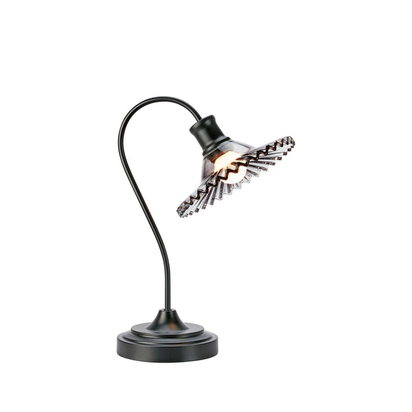 Lampe à poser Novia noire et verre fumé