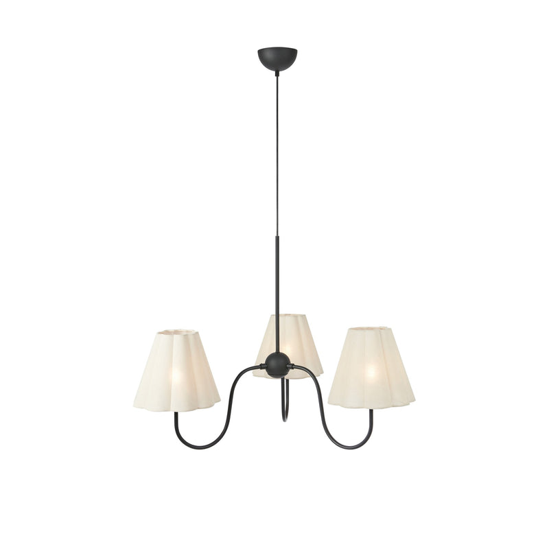 Suspension Veya 3 lumières en lin noir et beige