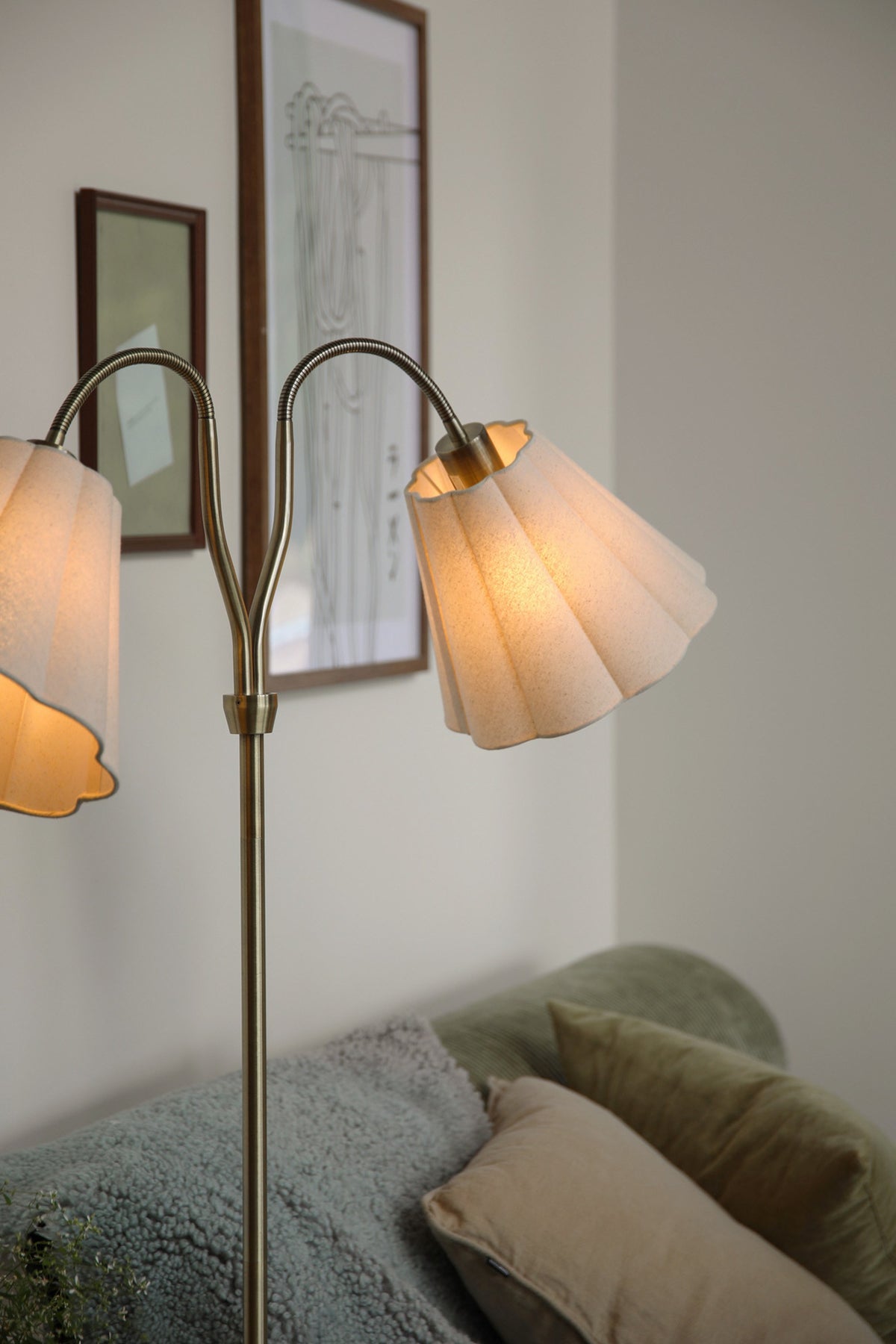 Lampadaire Veya 2 lumières avec abat-jour en lin