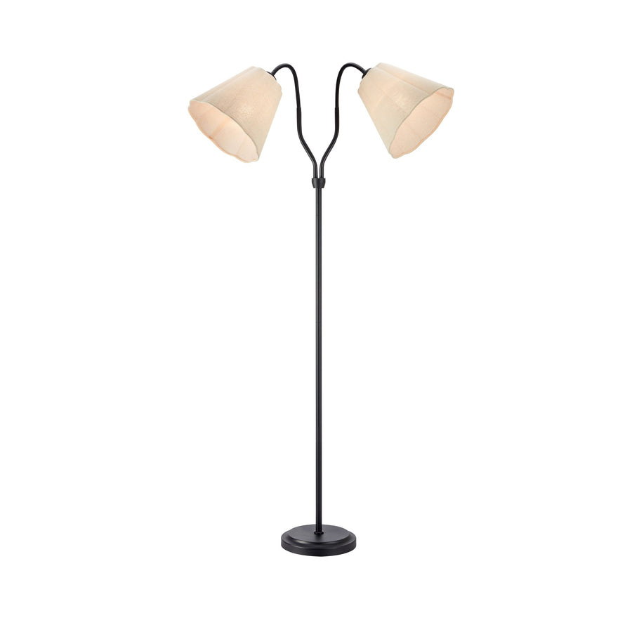 Lampadaire Veya 2 lumières avec abat-jour en lin