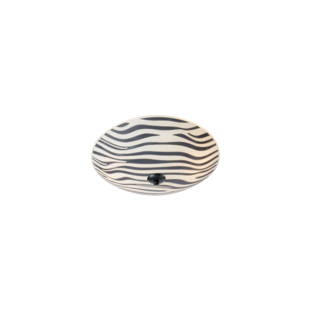 Plafonnier Safari motif zèbre 2 lumières noir et verre blanc