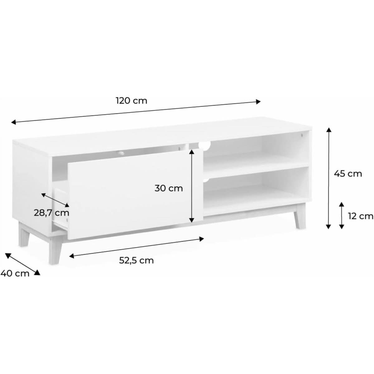 Meuble TV Blanc Scandinave | Nuit - Designix Meuble TV