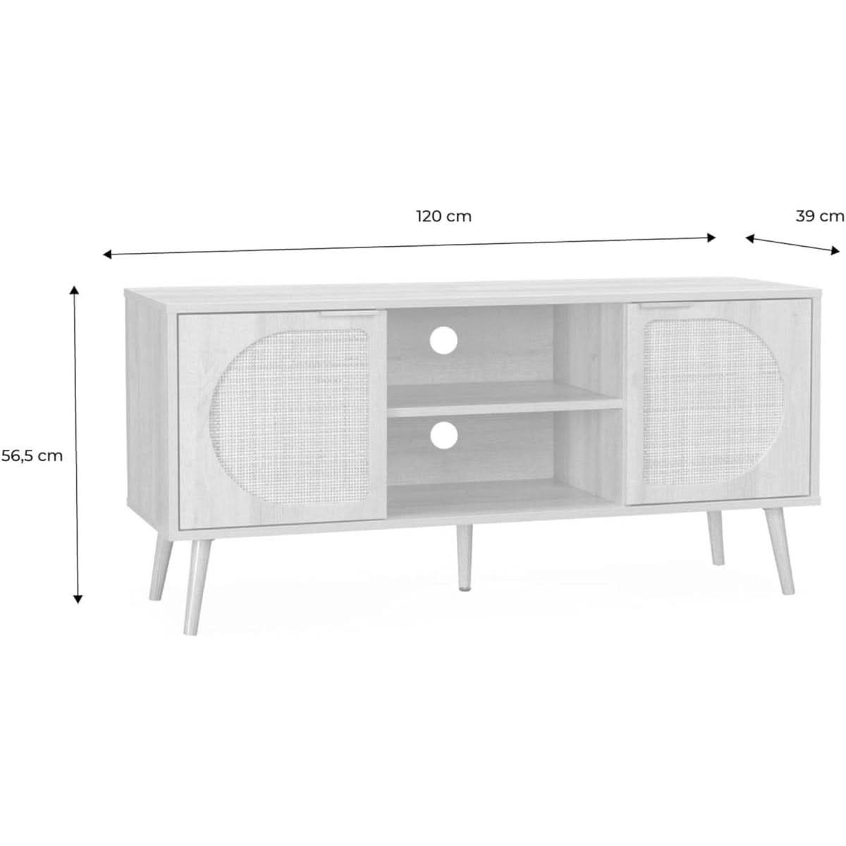 Meuble TV Bois Cannage | Quies - Designix Meuble TV