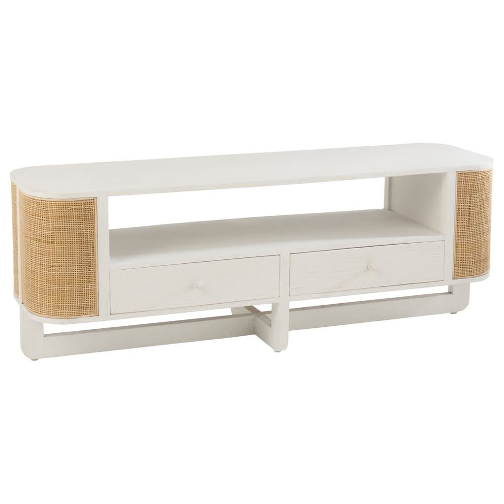 Meuble TV Bois Exotique Rotin - Designix