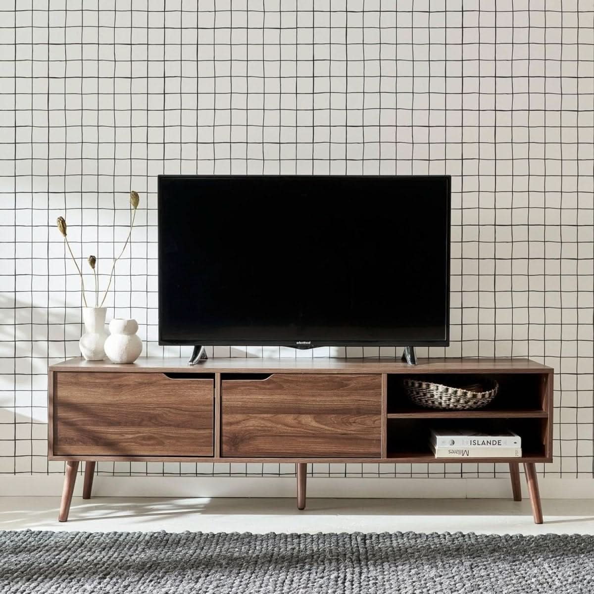 Meuble TV Bois Noyer | Pétale - Designix Meuble TV