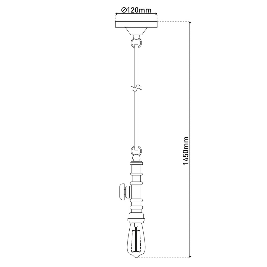 Suspension Regia noire, H 145 cm