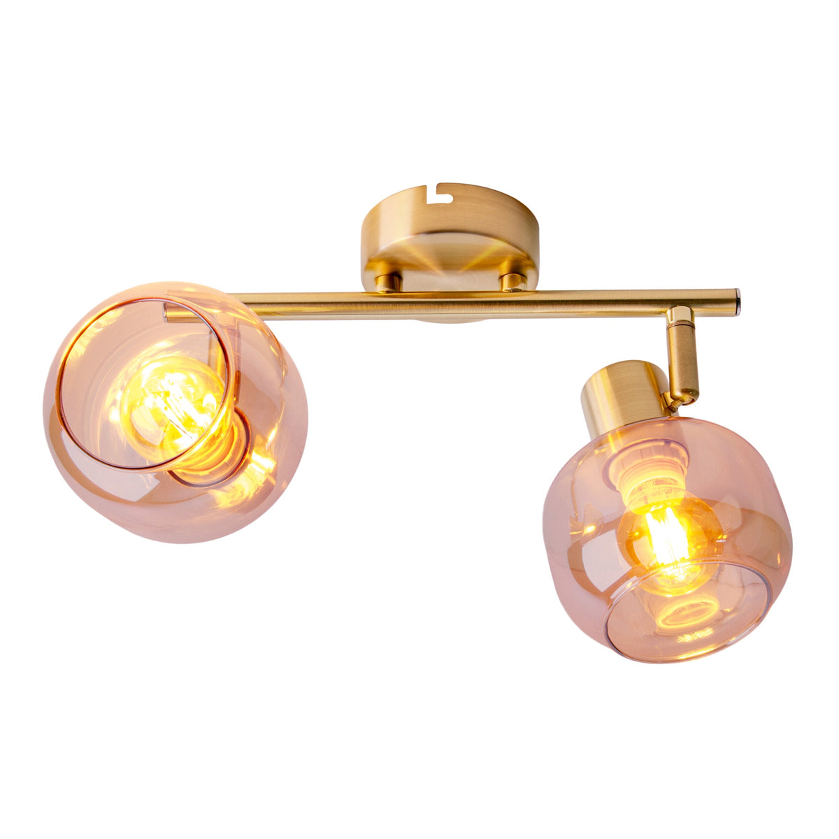 Plafonnier Libby laiton, verre, L 40 cm
