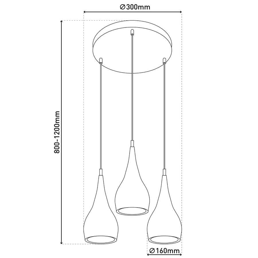 Suspension Style chromée, H 120 cm