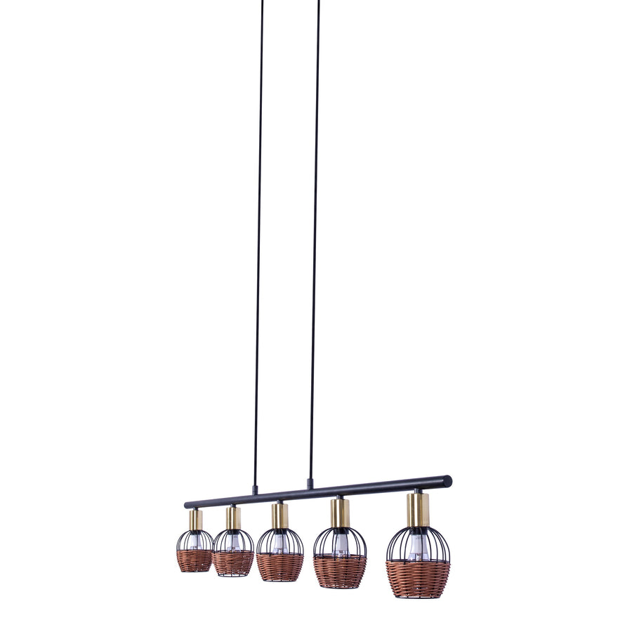 Suspension Corbis noire, rotin