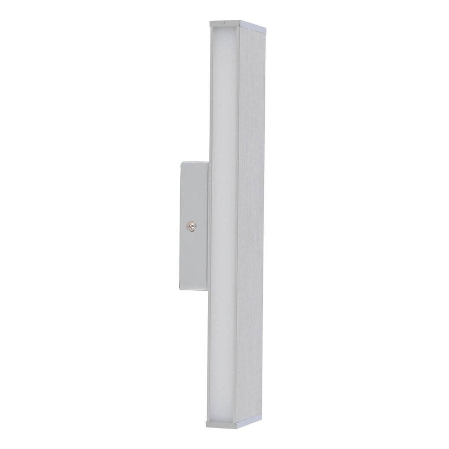 Vue de profil de l'applique murale chromée avec diffuseur blanc vertical