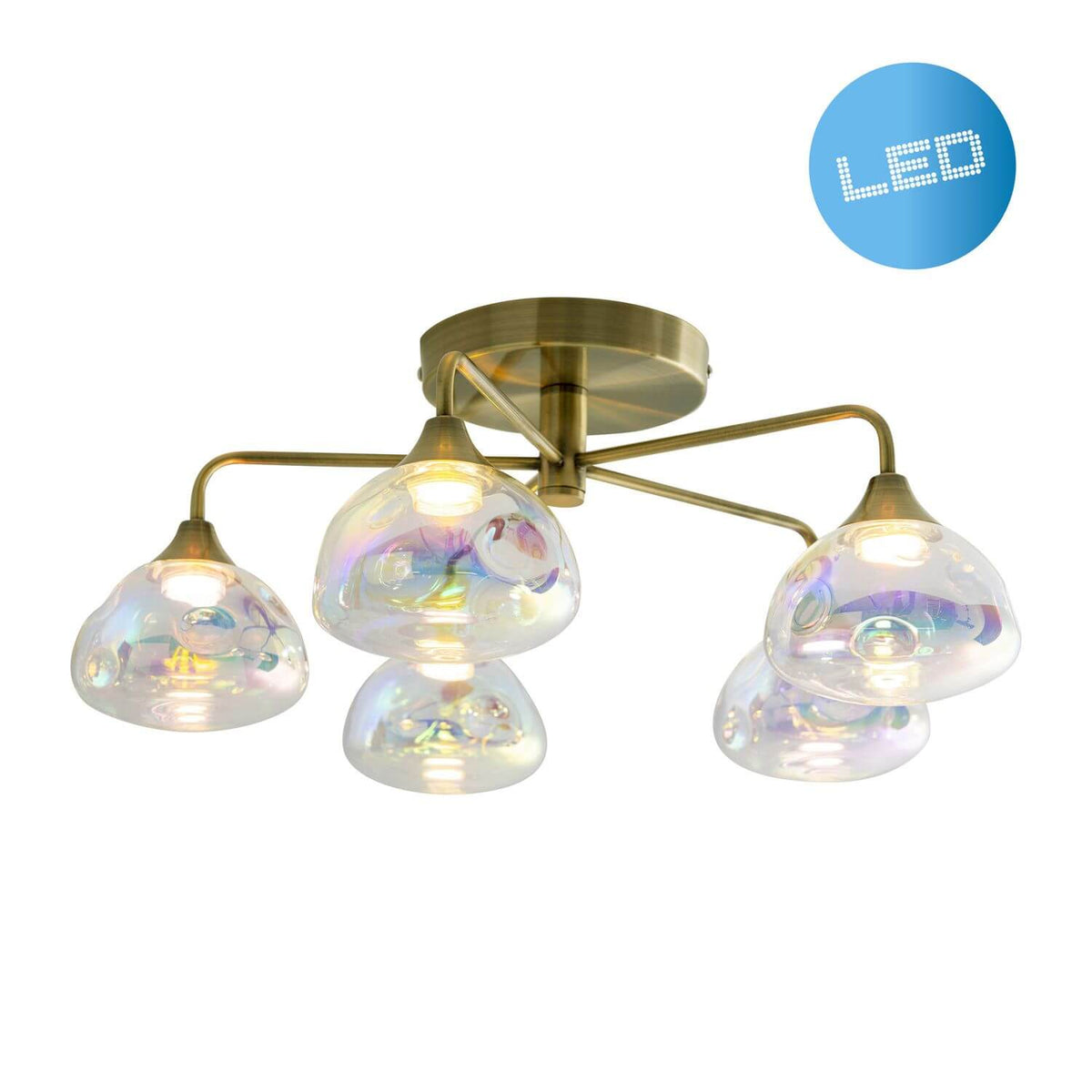 Plafonnier Varna laiton, verre, Ø 50 cm