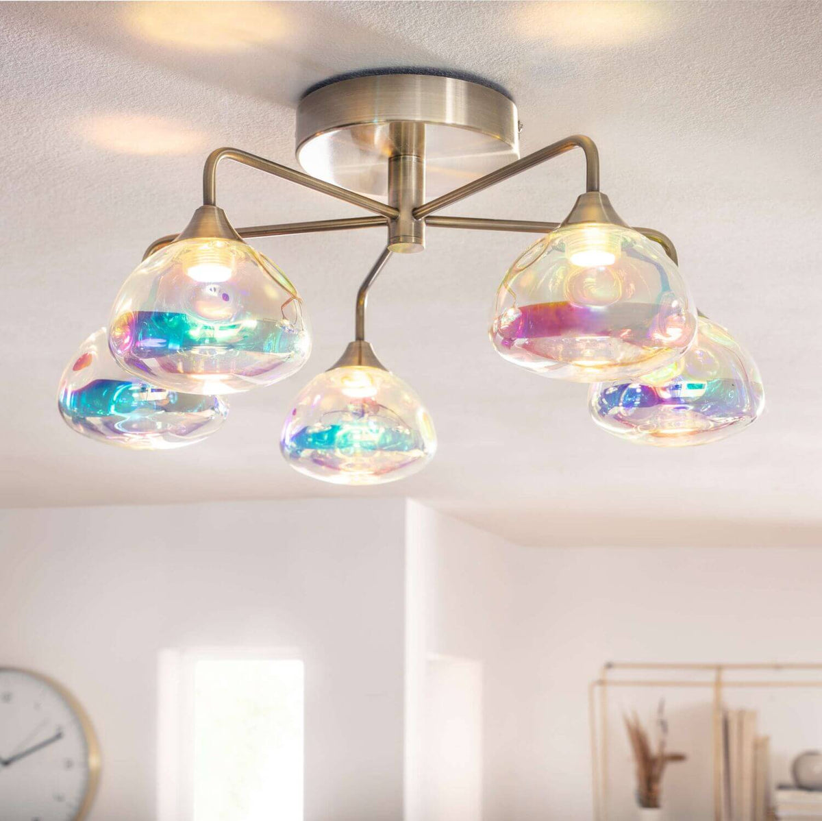 Plafonnier Varna laiton, verre, Ø 50 cm