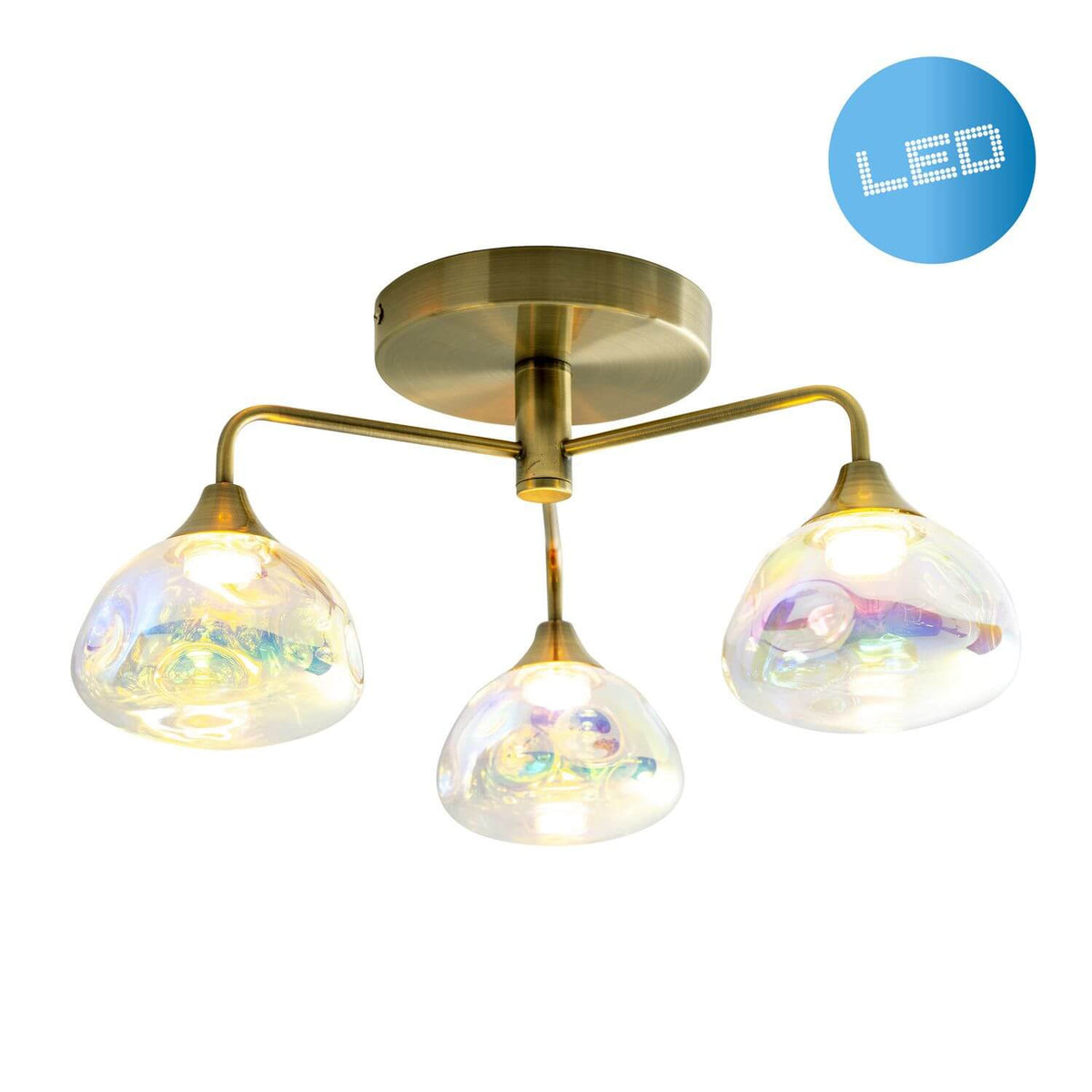 Plafonnier Varna laiton, verre, Ø 42 cm