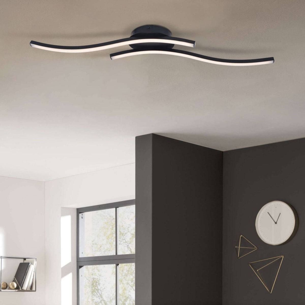 Plafonnier Onda noir, L 65 cm