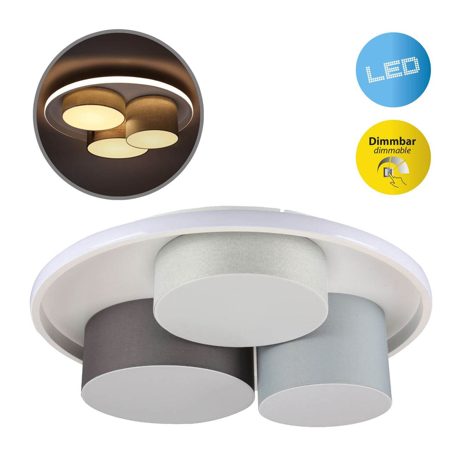 Photo produit avec pastilles LED et dimmable, aperçu du luminaire allumé en incrustation