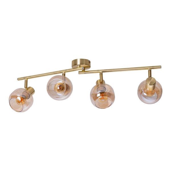 Plafonnier Libby laiton, verre, L 80 cm