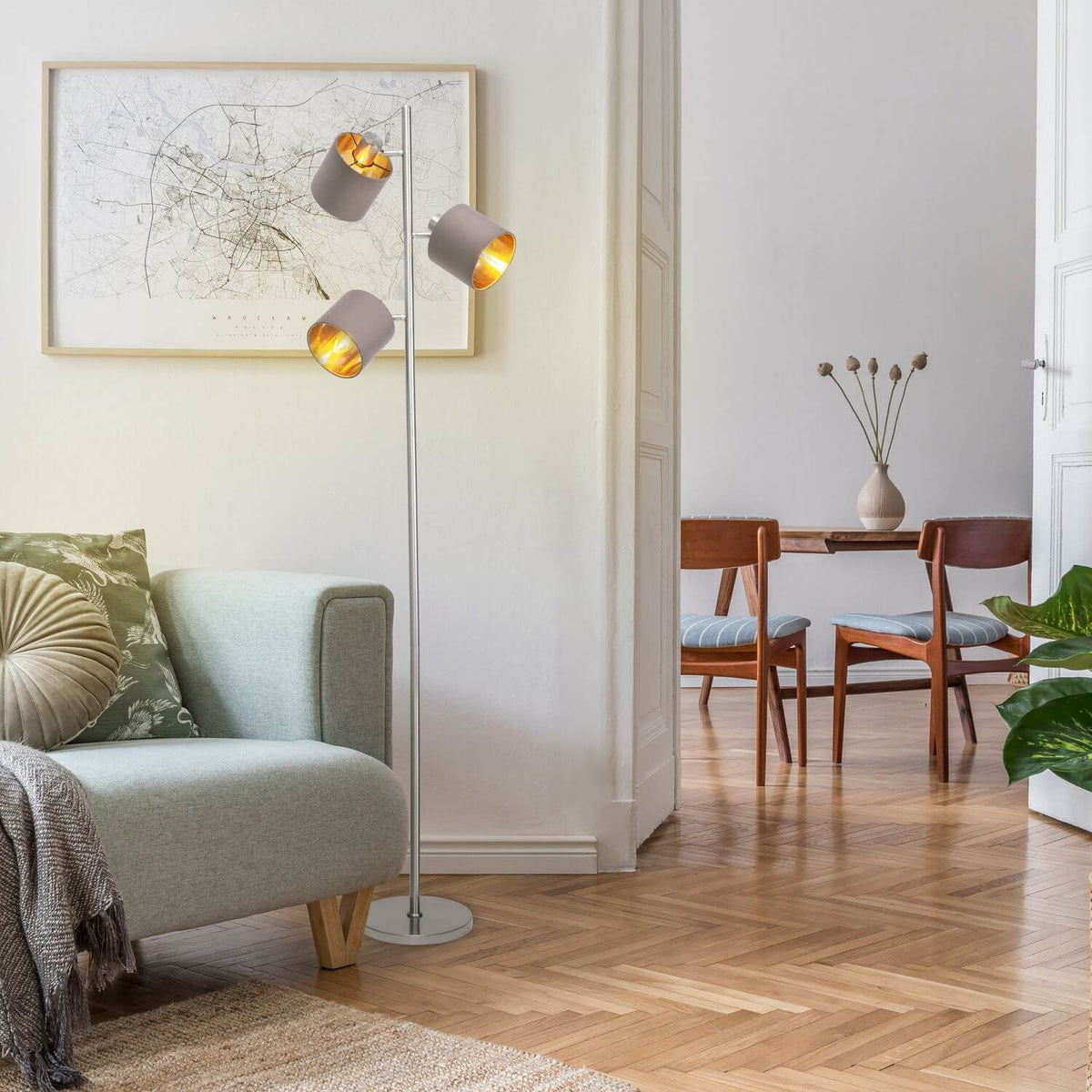 Lampadaire Maron marron, tissu