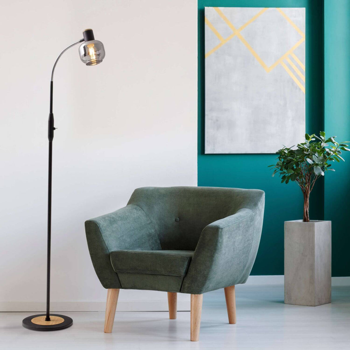 Lampadaire Fumoso noir, verre