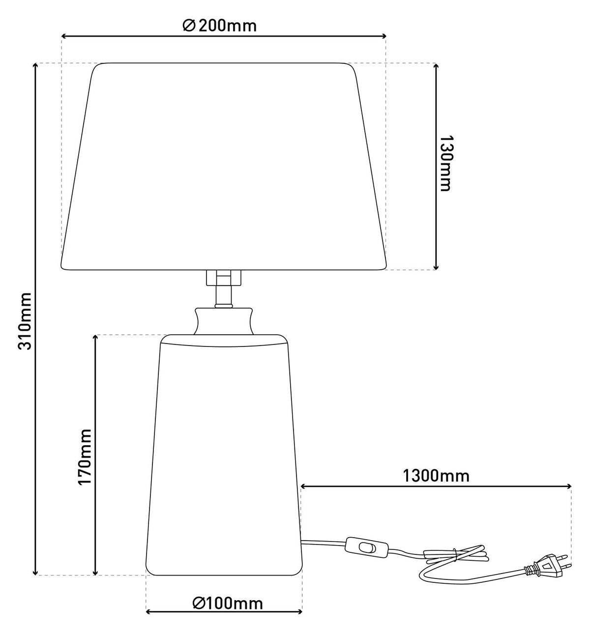 Lampe à poser Talia blanche, tissu