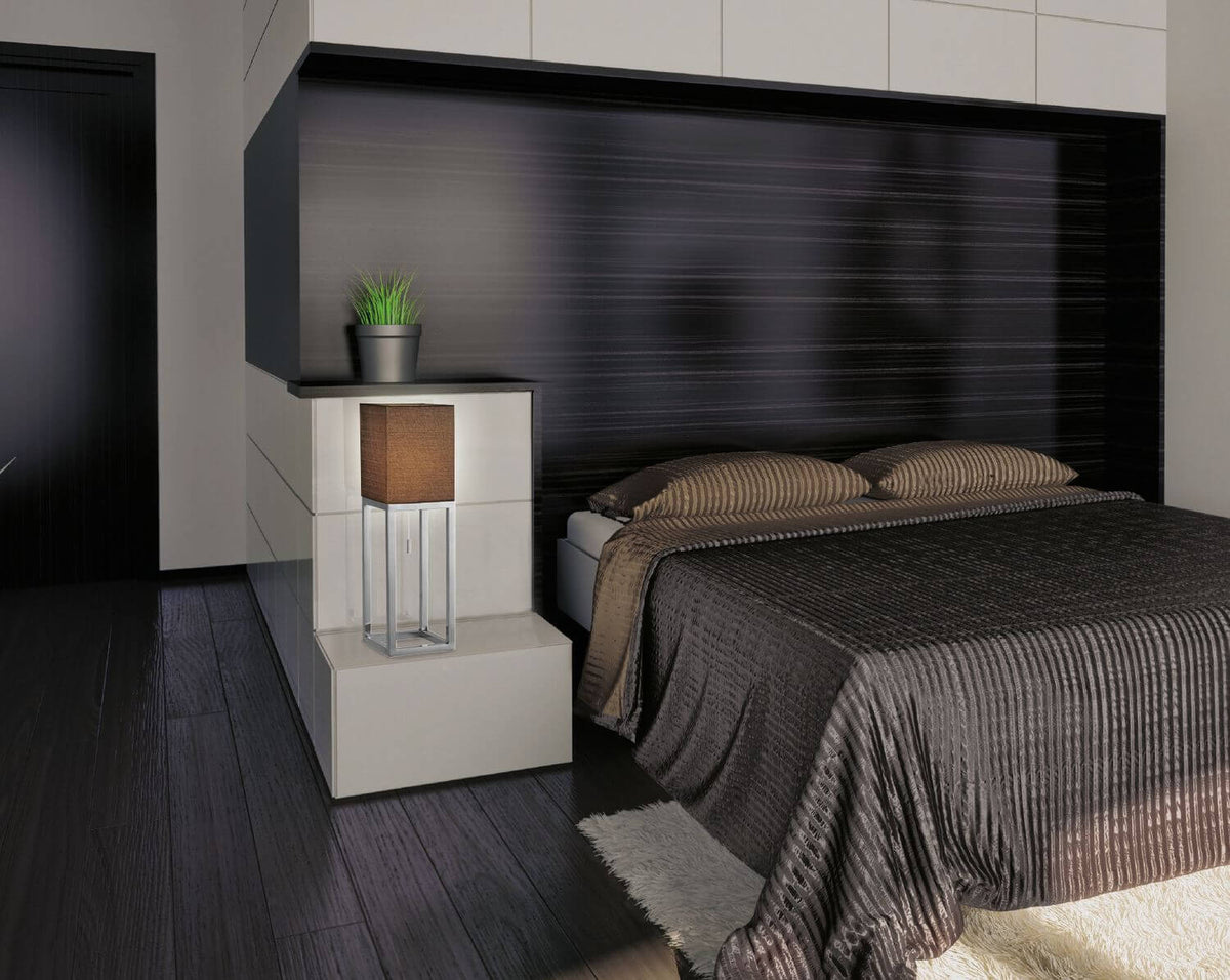 Lampe à poser Alfa noire, tissu