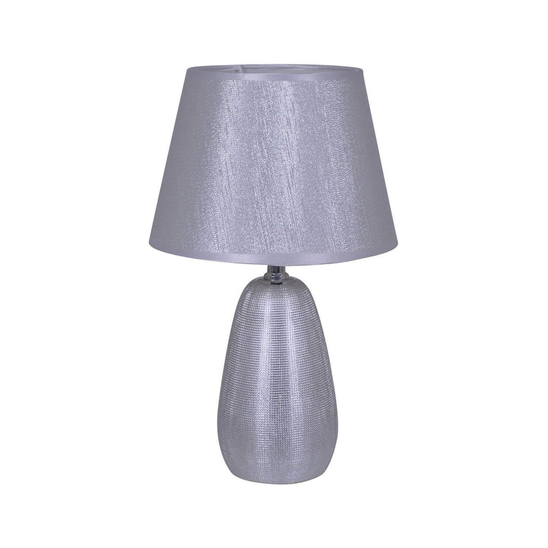 Lampe à poser Simply Ceramics argentée, tissu