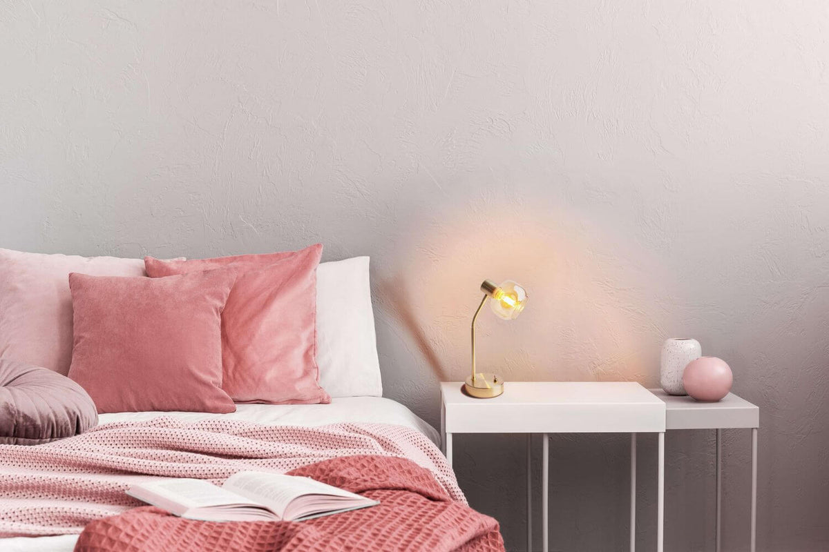 Lampe à poser Libby laiton, verre