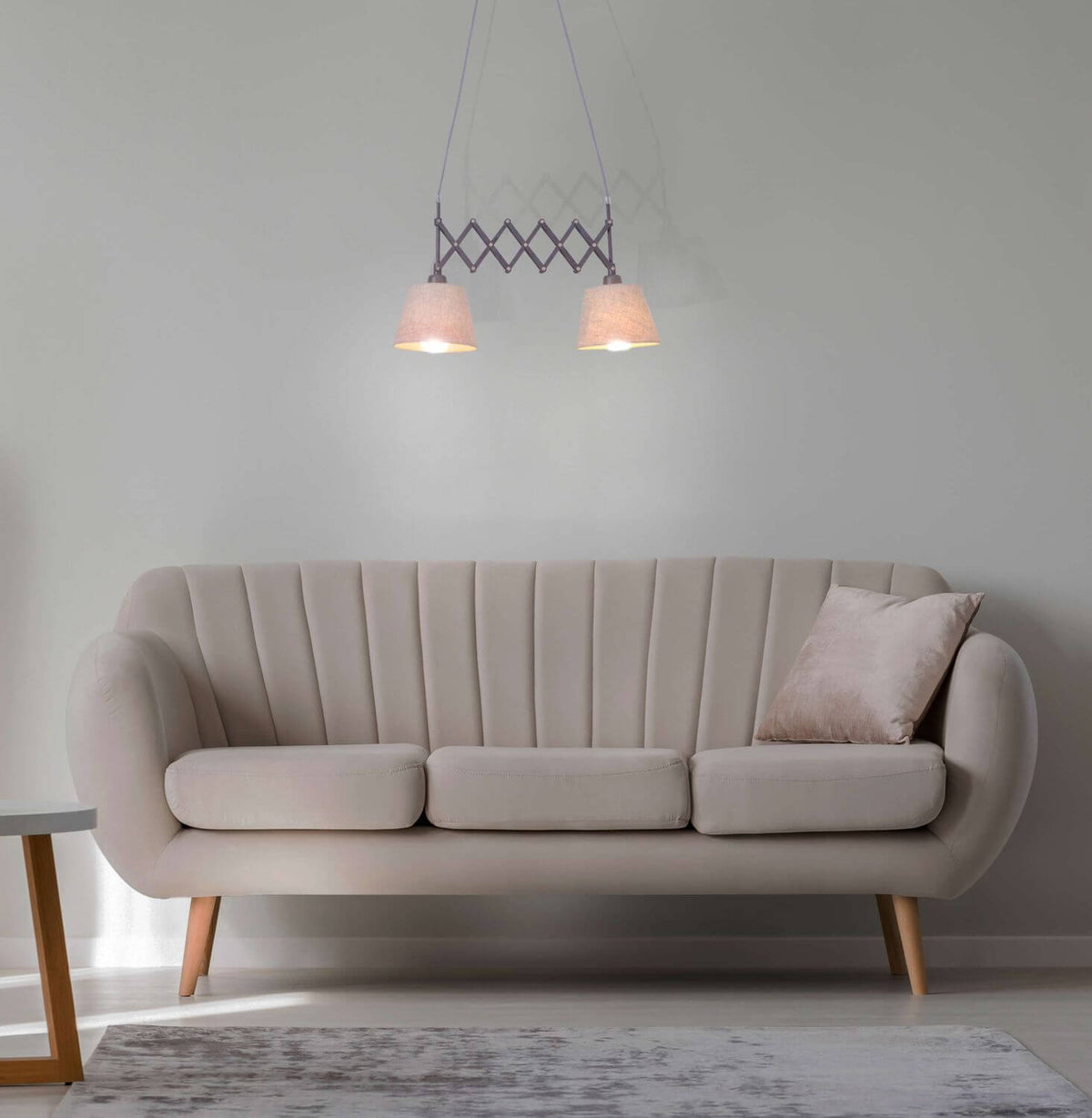 Suspension Adrienne bois, tissu, H 135 cm