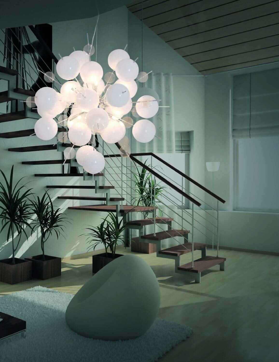Suspension Explosion blanche, verre (7026423)