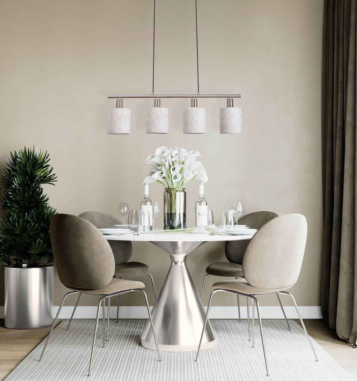 Suspension Maron bois, tissu