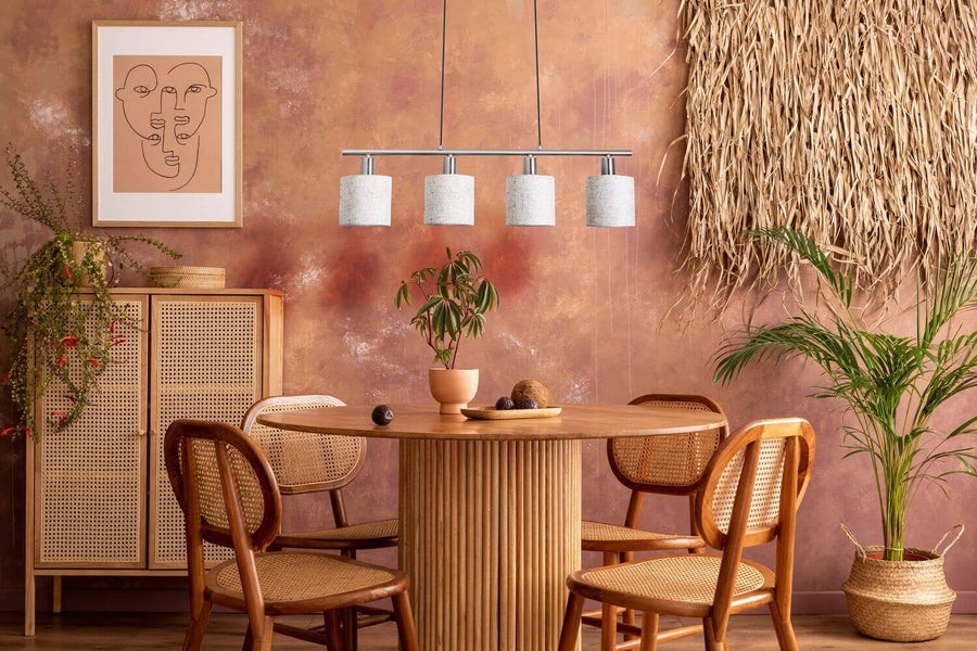 Suspension Maron bois, tissu