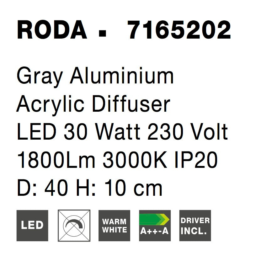 Plafonnier Roda gris