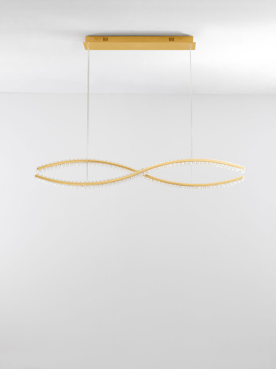 Suspension Aurelia dorée, cristal, H 150 cm (9019724)
