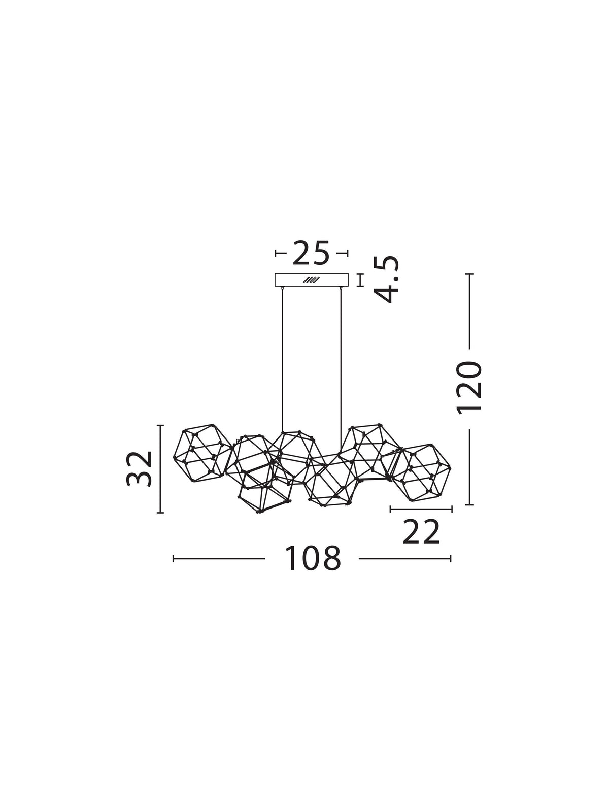 Suspension Nebula dorée, H 120 cm (9186902)