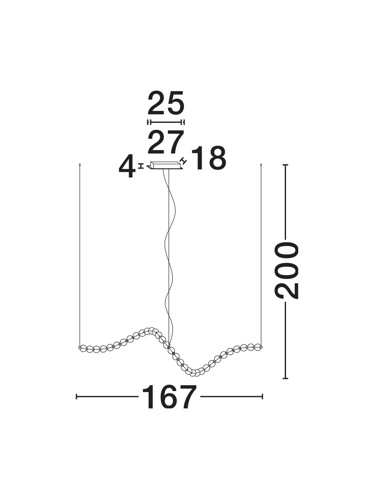 Suspension Perla dorée, verre, H 200 cm (9695601)