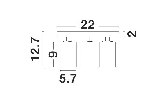 Plafonnier TOD 3 lumières noir, Ø 22 cm