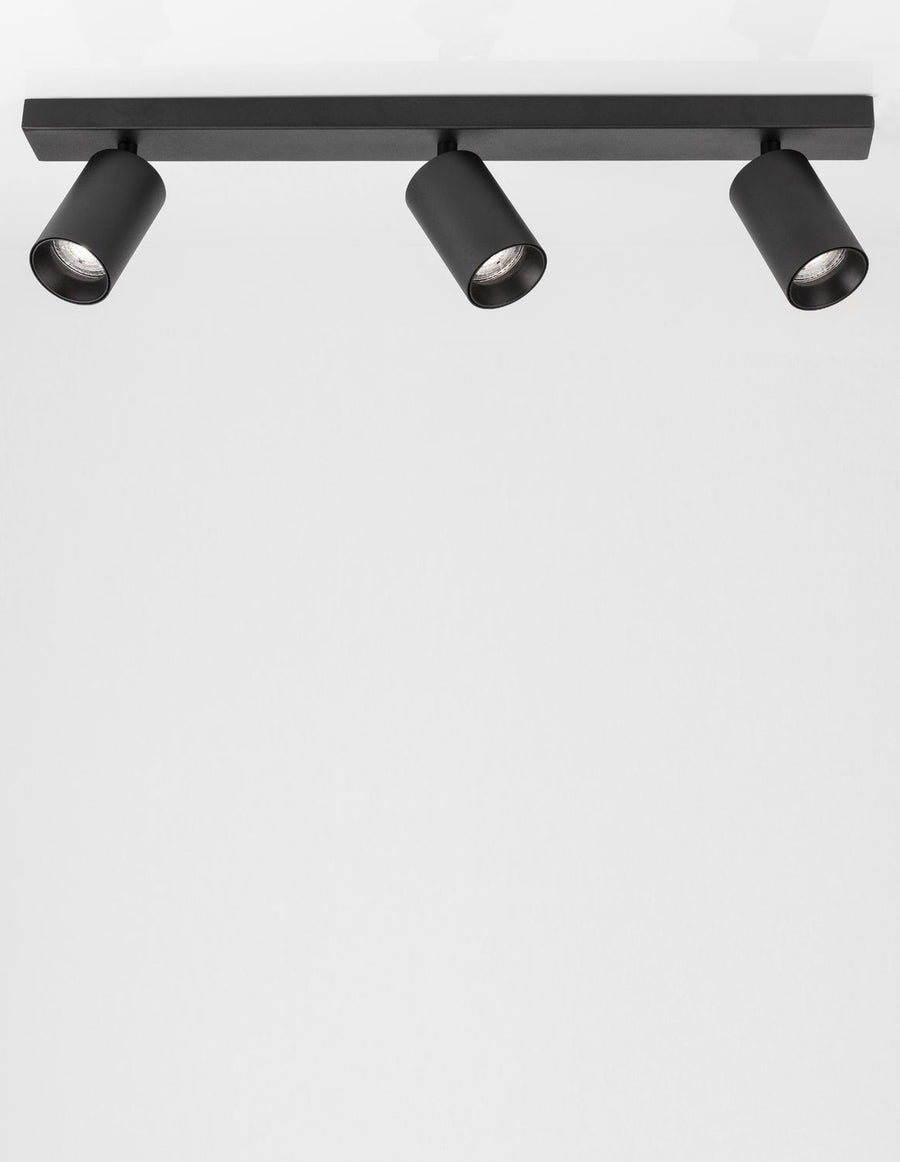 Plafonnier TOD 3 lumières noir, L 55 cm