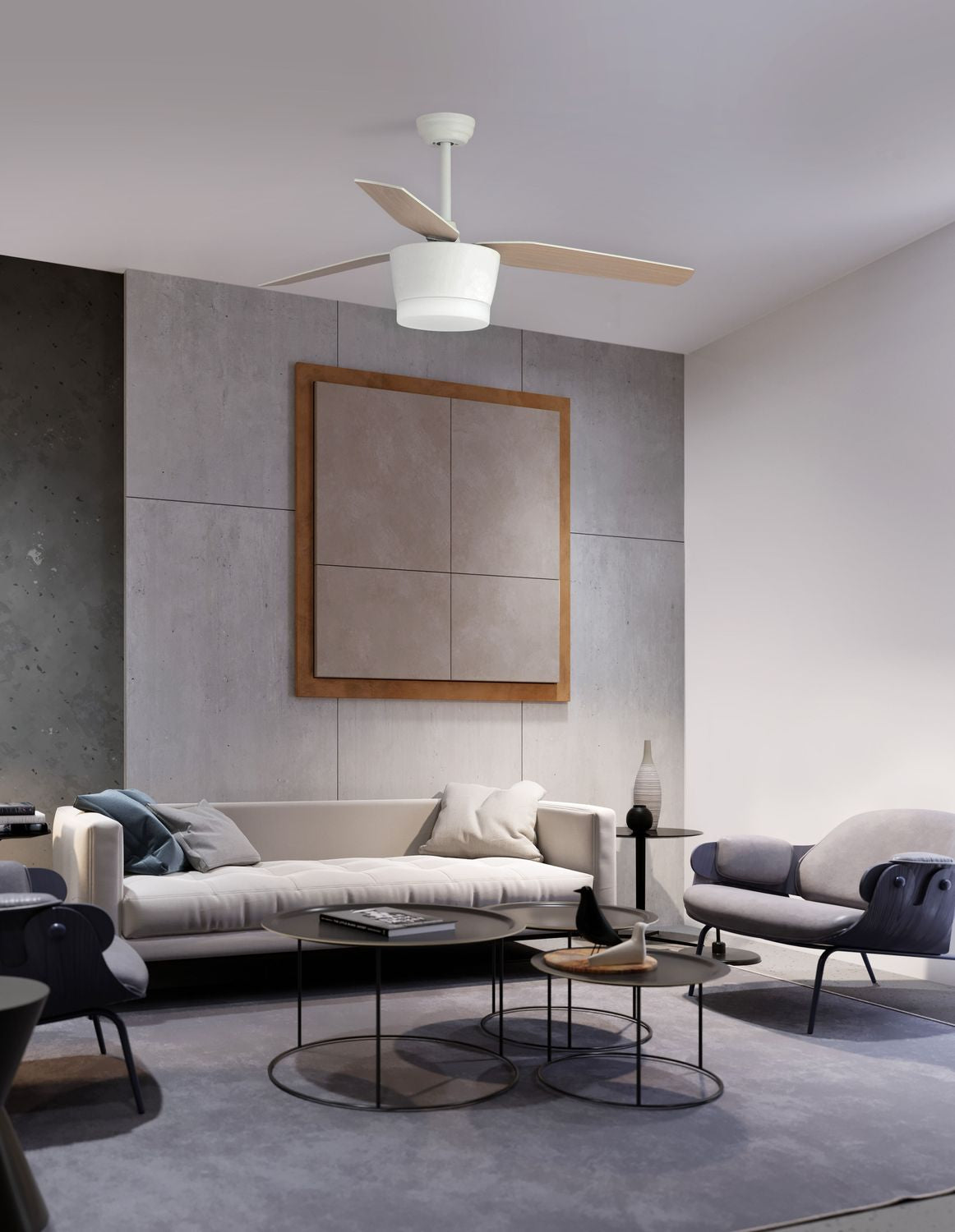 Ventilateur de plafond lumineux Monsoon blanc, verre
