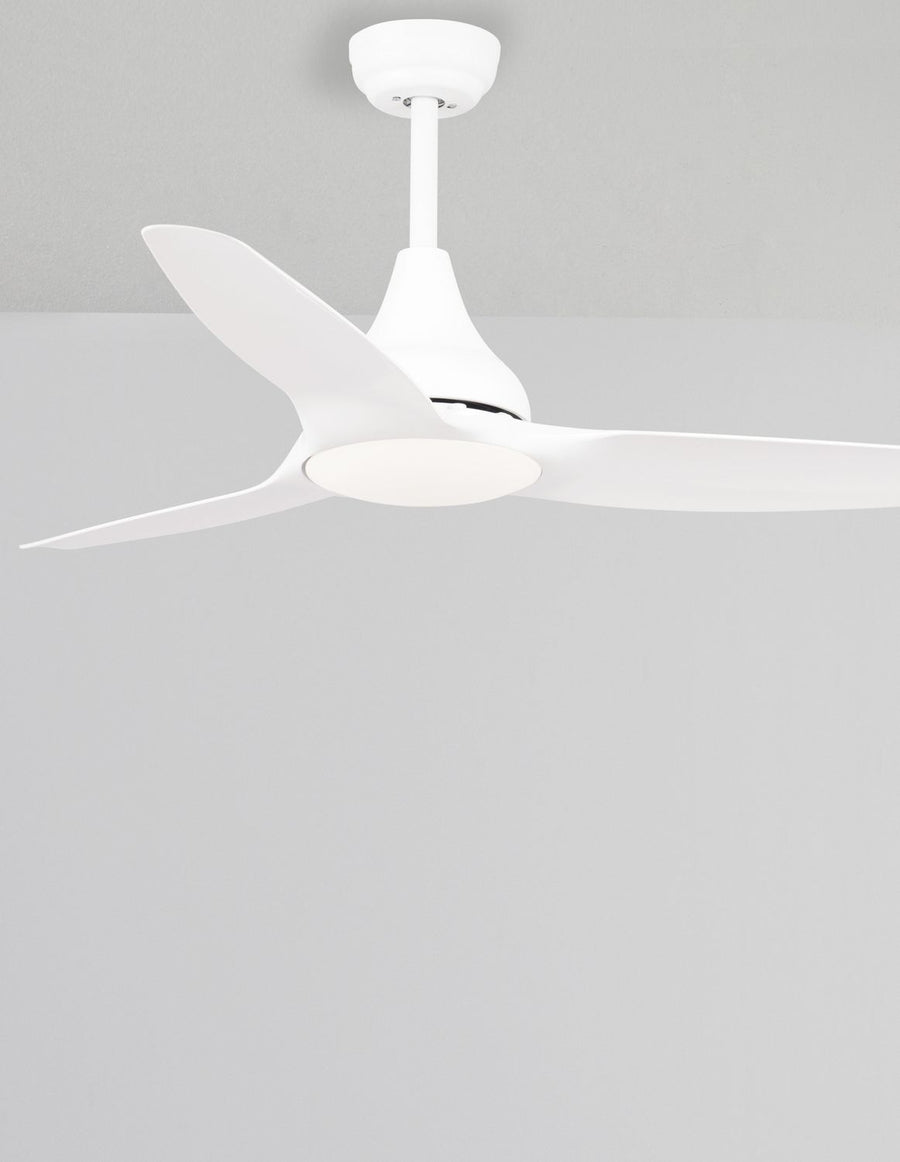 Ventilateur de plafond lumineux Samoa blanc, verre