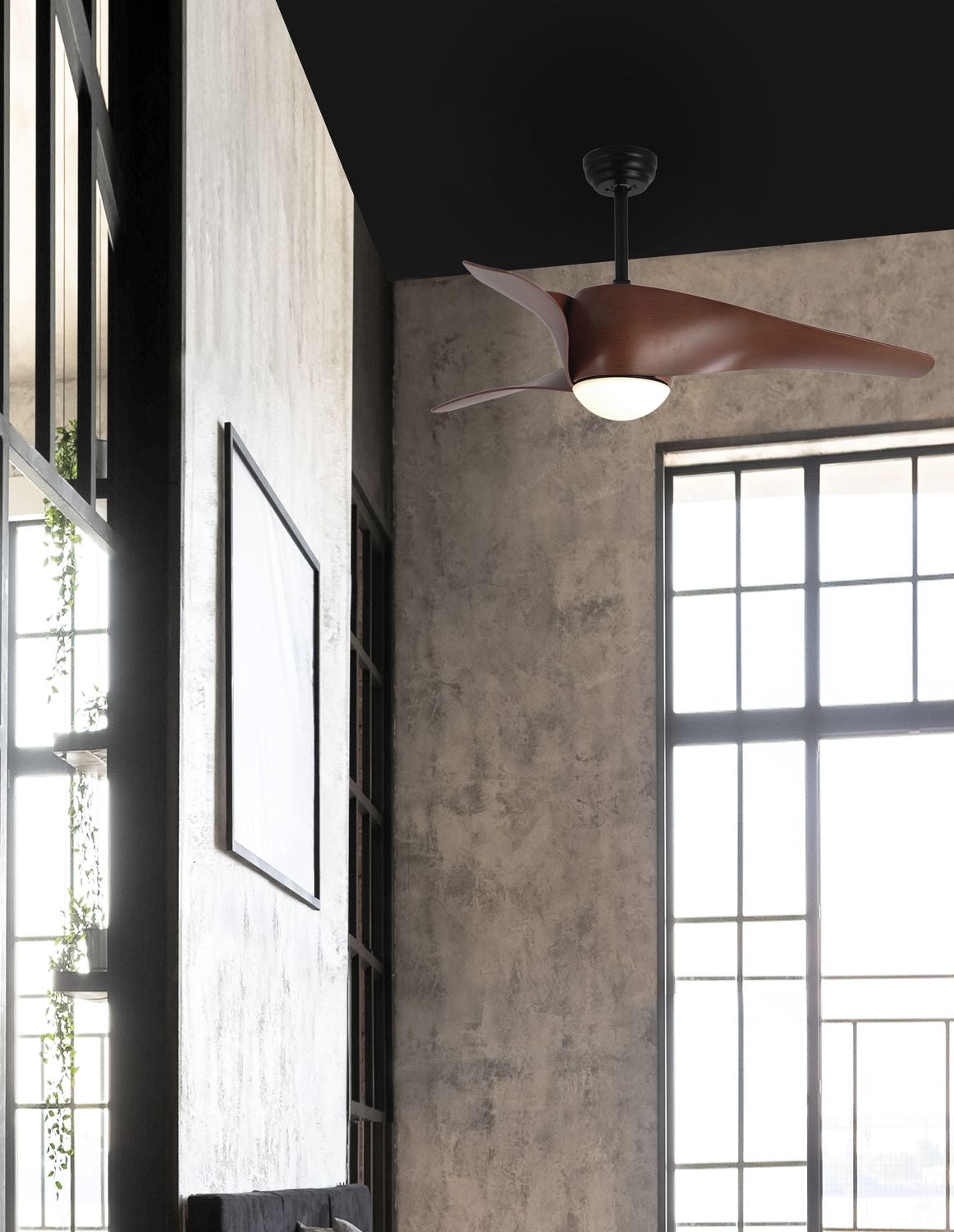 Ventilateur de plafond lumineux Breeze noir, verre