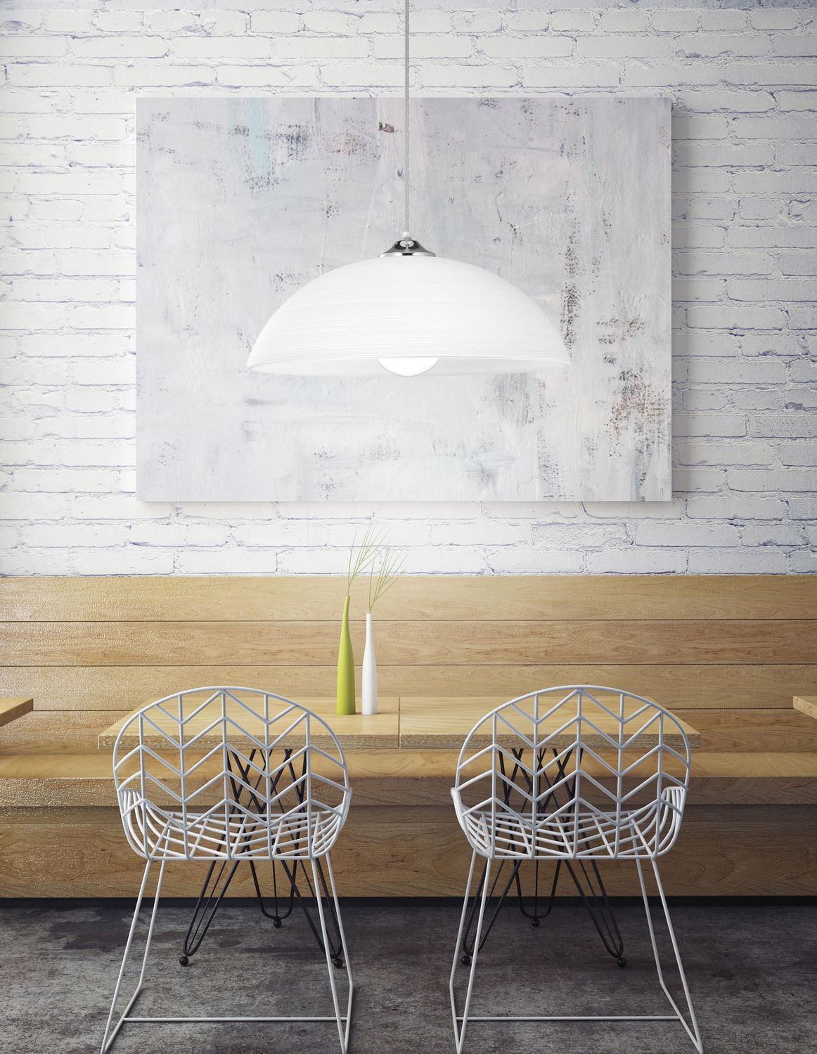 Suspension Vinca blanche, verre (600821)