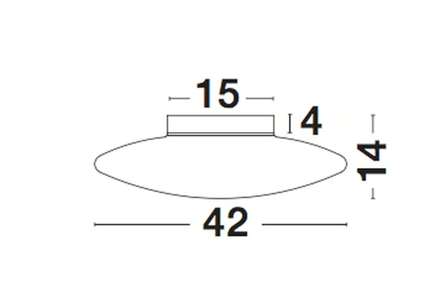 Schéma de dimensions coté indiquant 42 cm de diamètre et 14 cm de hauteur