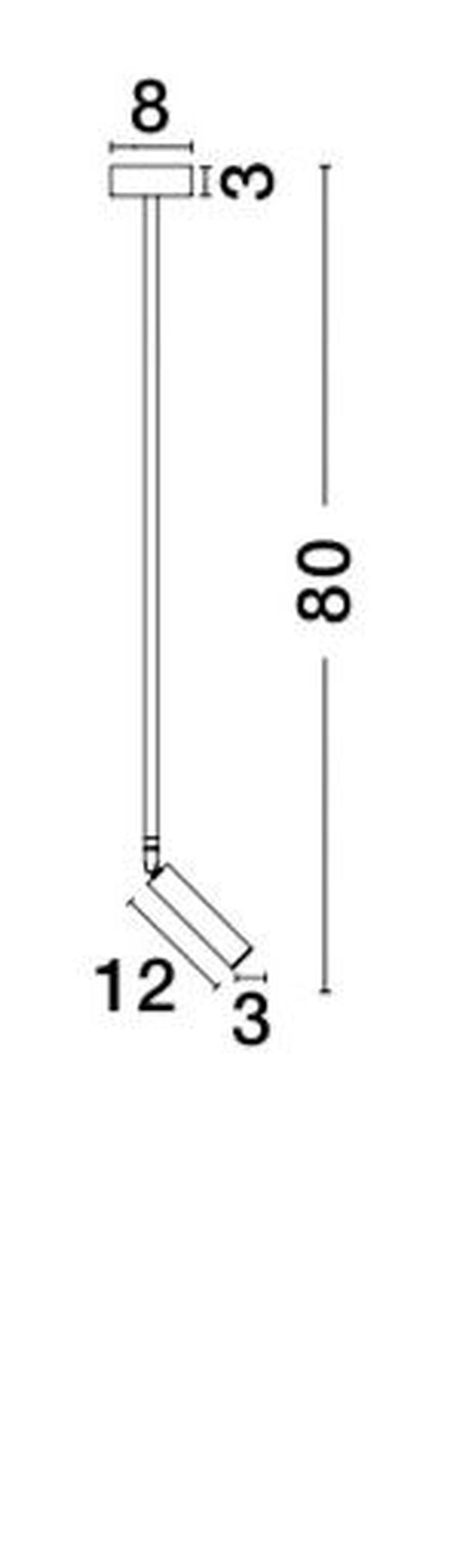 Schéma de dimensions vertical : hauteur totale 80 cm et rosace 8 cm