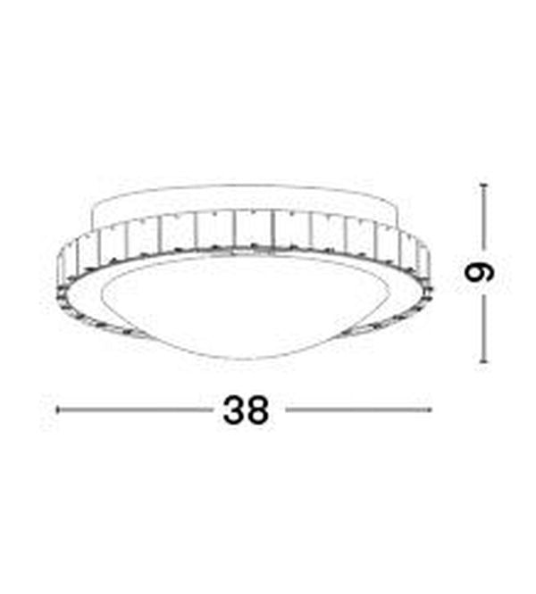 Schéma coté du plafonnier rond avec diamètre 38 cm et hauteur 9 cm.