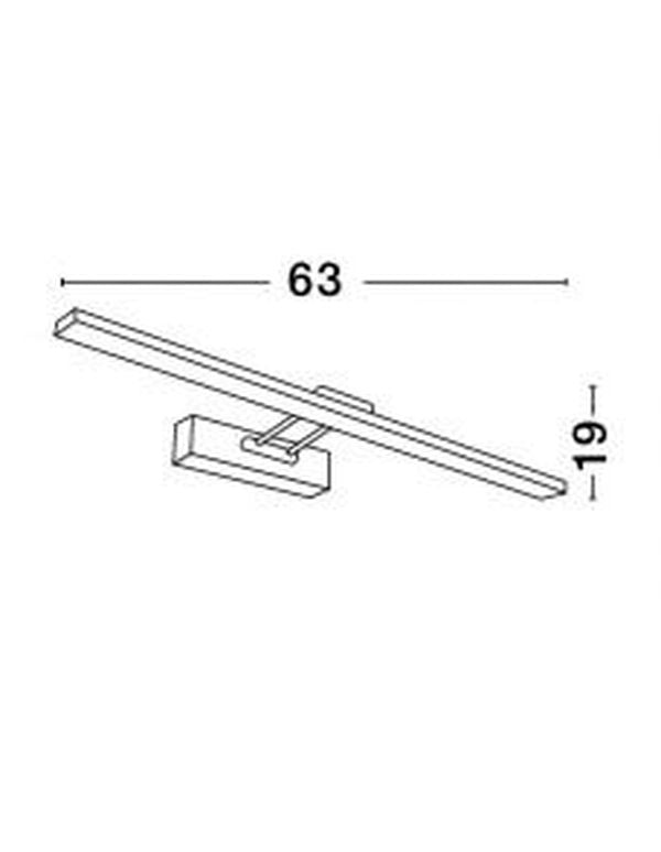 Schéma coté indiquant la largeur de 63 cm et la profondeur de 19 cm