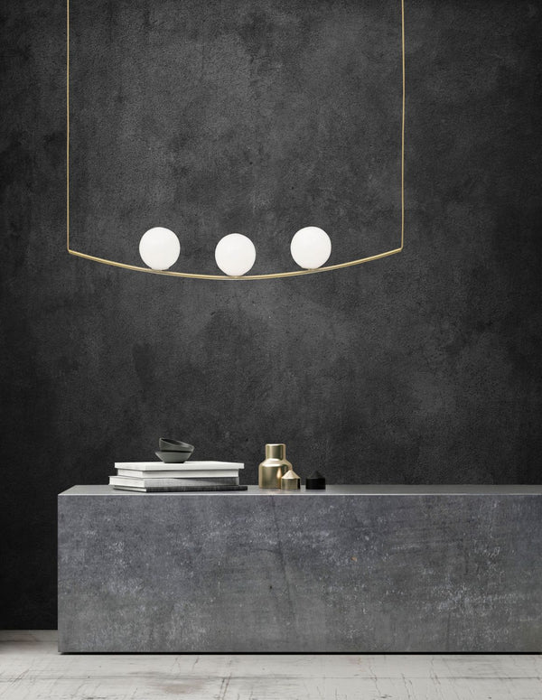 Suspension Vitton 3 lumières dorée, verre