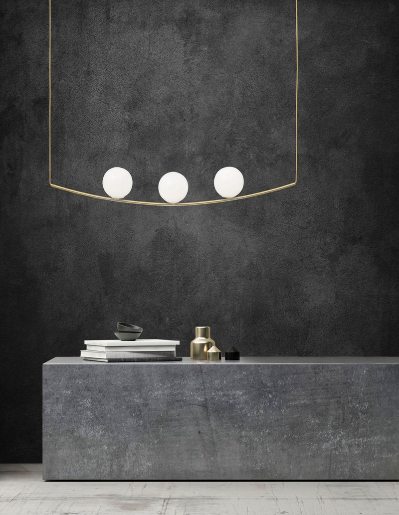 Suspension Vitton 3 lumières dorée, verre
