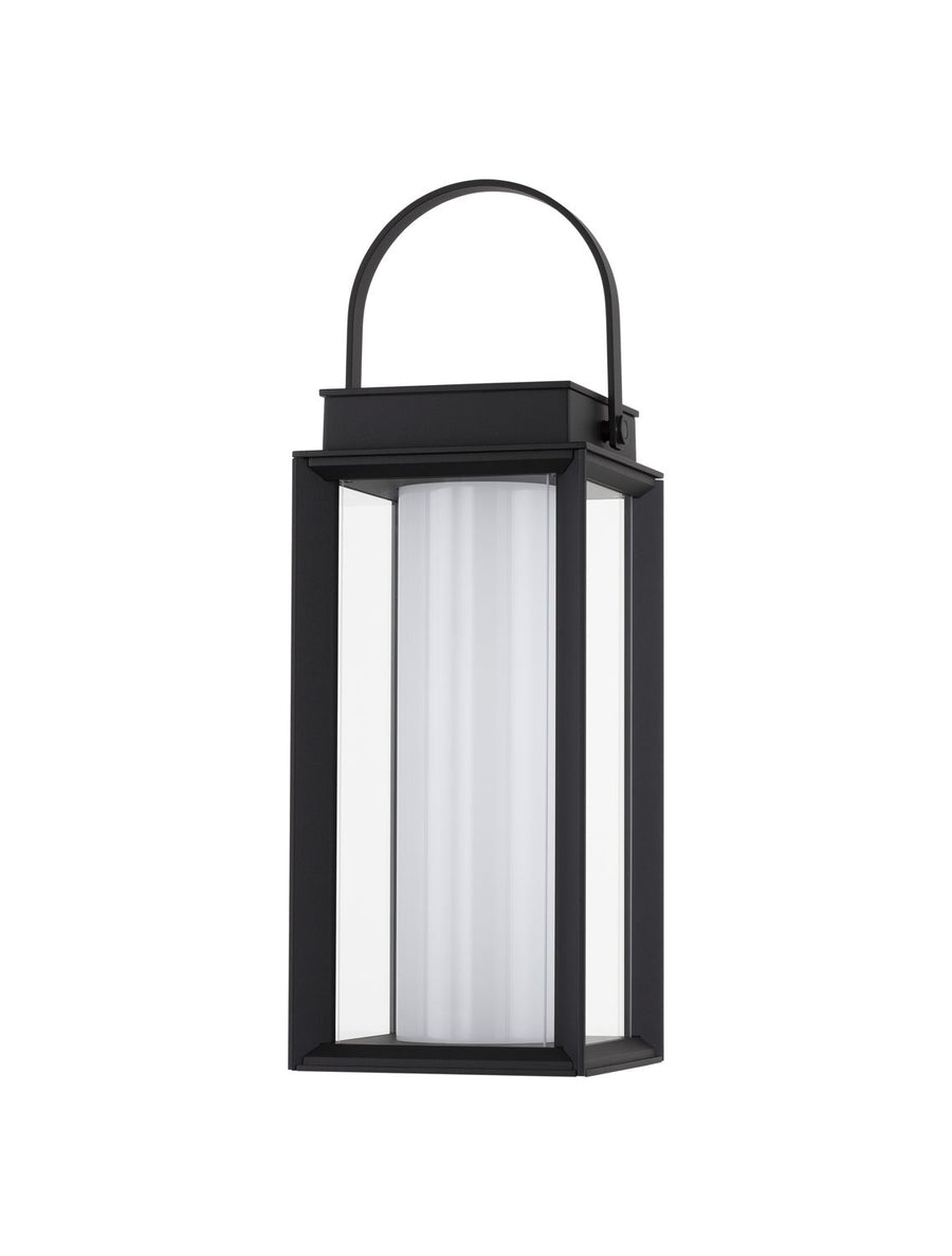 Produit de face sur fond blanc, cadre noir et diffuseur cylindrique blanc