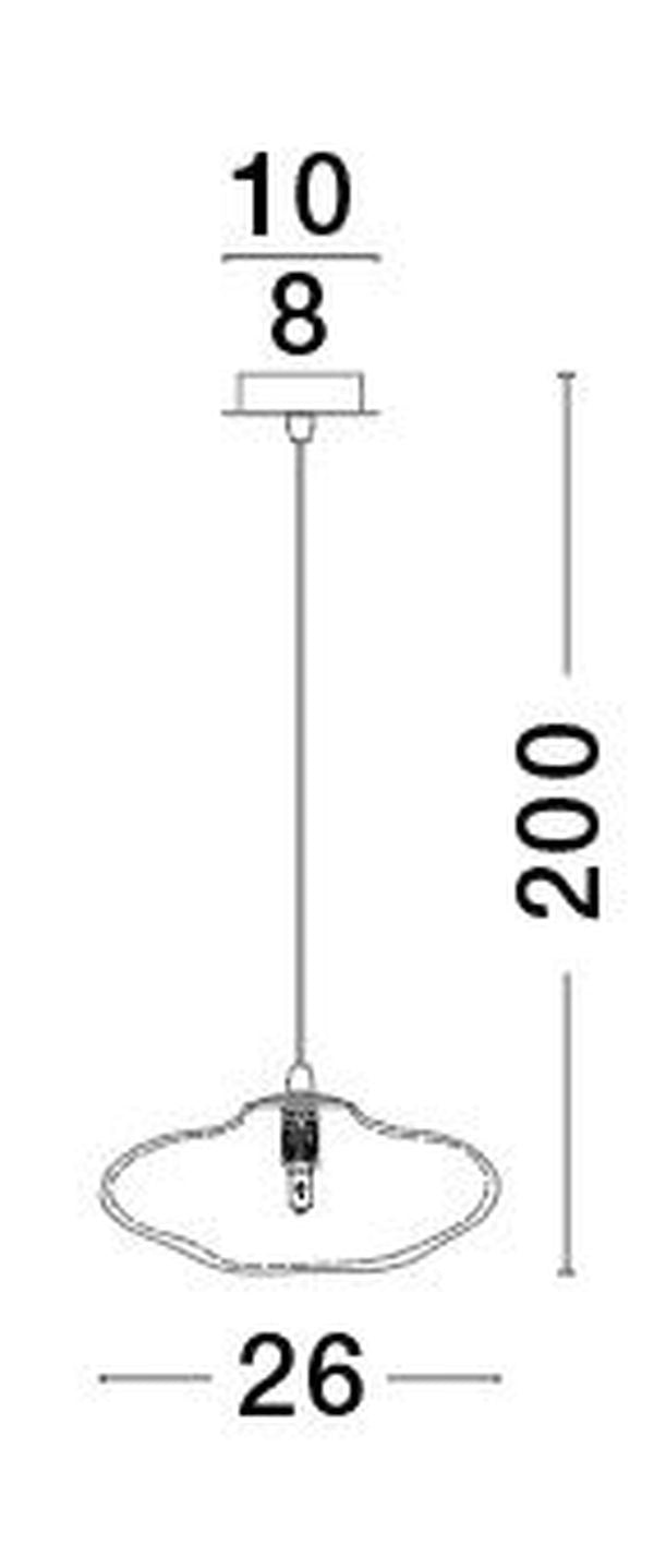 Schéma coté : rosace 10 cm, hauteur totale 200 cm, diamètre 26 cm.