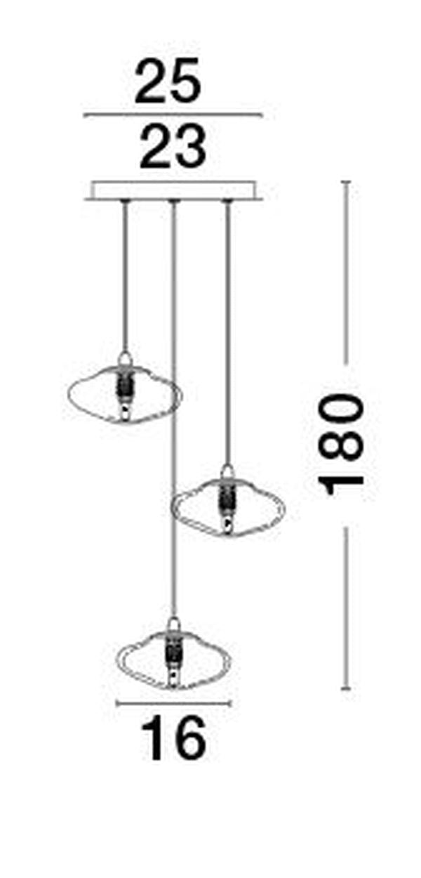 Suspension King 3 lumières dorée, verre