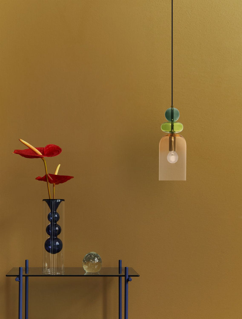 Suspension Murano dorée, verre, H 184 cm